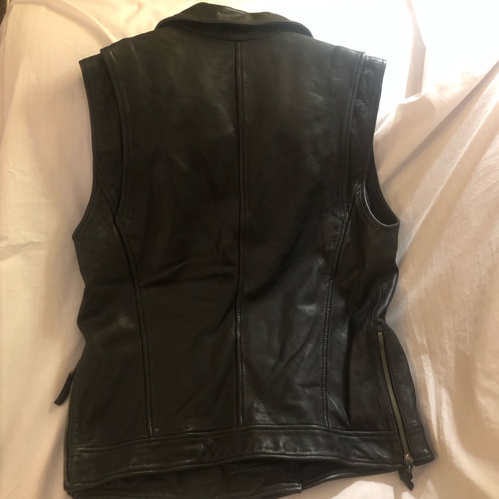 Treasure &Bond Black 100% Leather Vest Nordstrom Brand Biker Babe Women’s Small - Picture 7 of 14